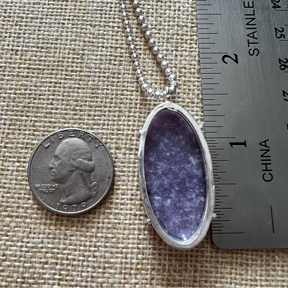 New Prong Set Purple Lepidolite Crystal Stone Pendant Necklace ecklace - Picture 4 of 5